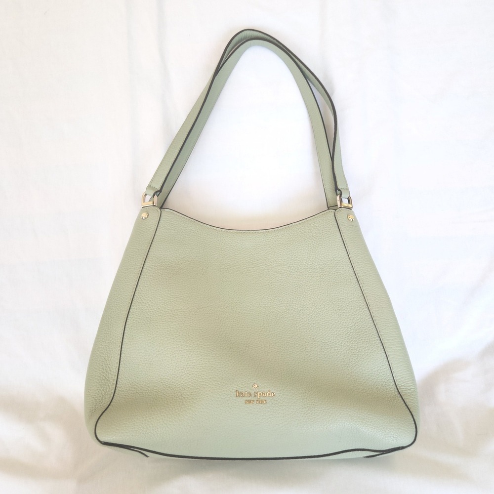 Kate Spade Mint Green Liela Pebbled Leather‎ Triple Compartment Tote
